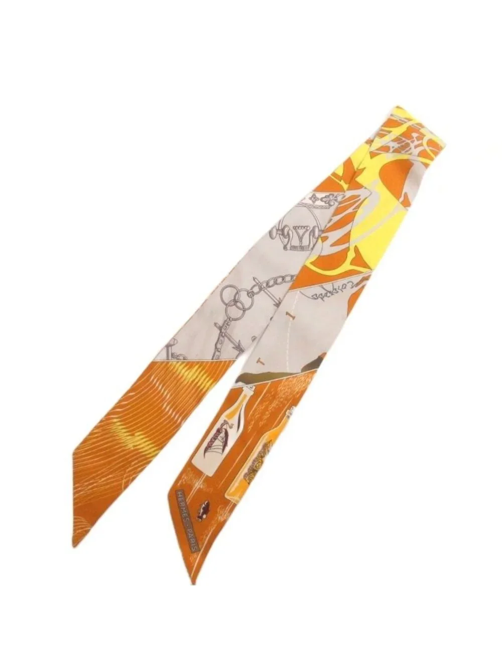 Hermes Mors Et Bouteilles Scarf Silk Yellow
